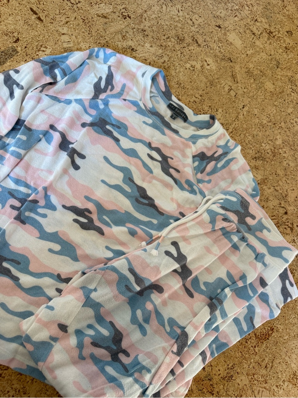 PJ Salvage Pink Blue Gray Camo Thermal Pajama Set - Picture 4 of 4